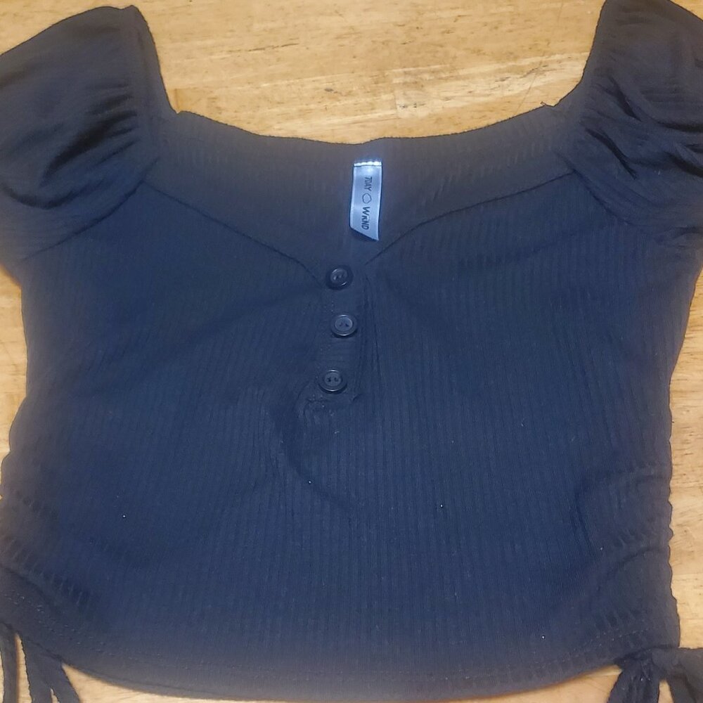 WOMENS 7DAY WKND BLACK CROP TOP